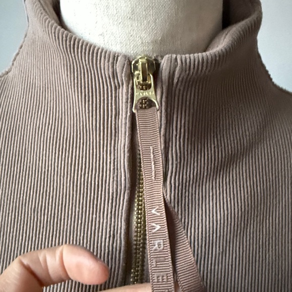 Varley Brown Quarter Zip Pullover Size XS Taupe Turtleneck Sweater - Picture 5 of 8